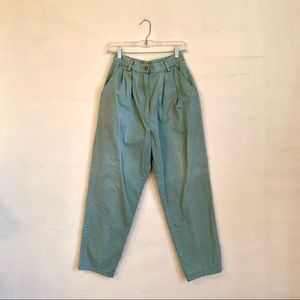 HIGH WAIST VINTAGE OLIVE CARGO KHAKI CROP PANTS
